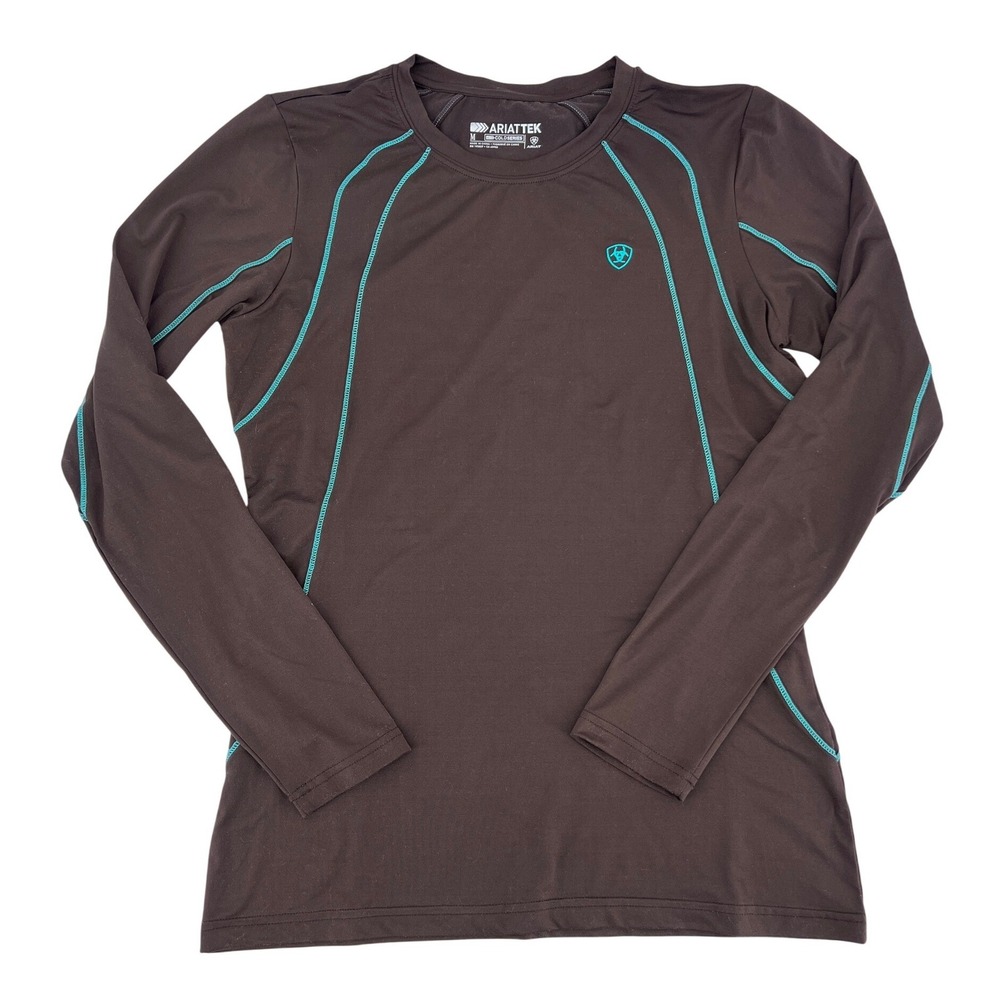 Ariat AriatTEK Base Layer Cold Series Womens Medium Brown Turquoise Long Sleeve